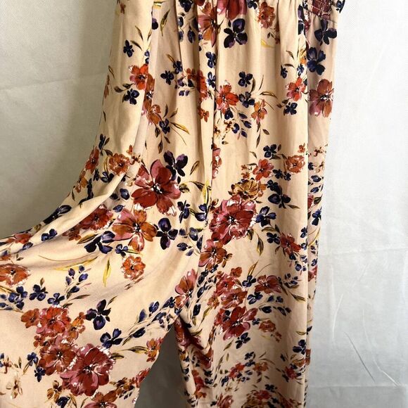 Xhilaration Cream Floral Print Wide Split Leg Halter Floral Jumpsuit Romper MD - Picture 5 of 12